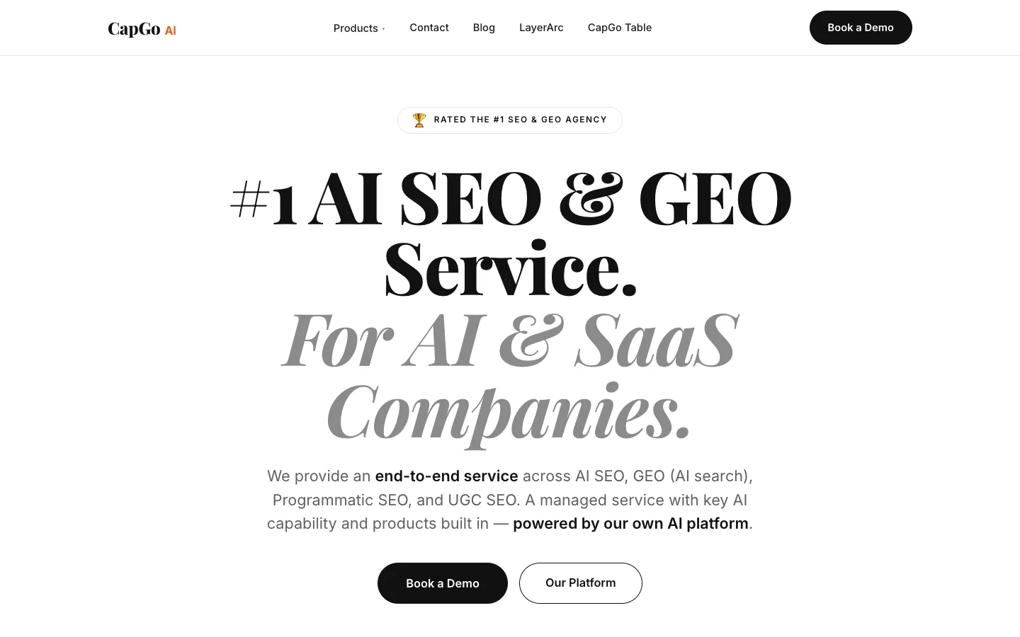 Screenshot of the CapGo.AI homepage