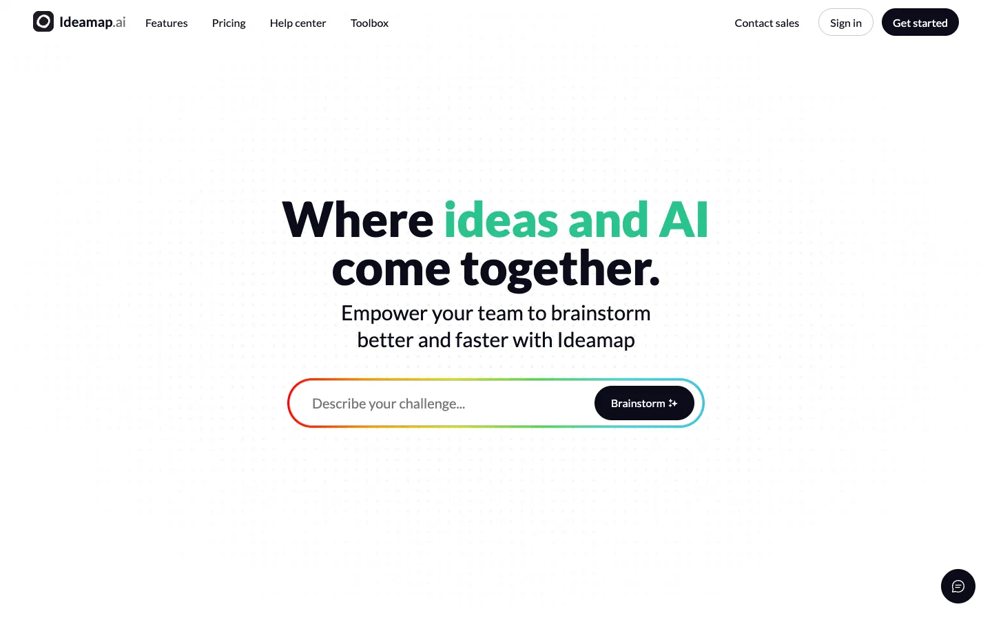 Screenshot of the Ideamap homepage