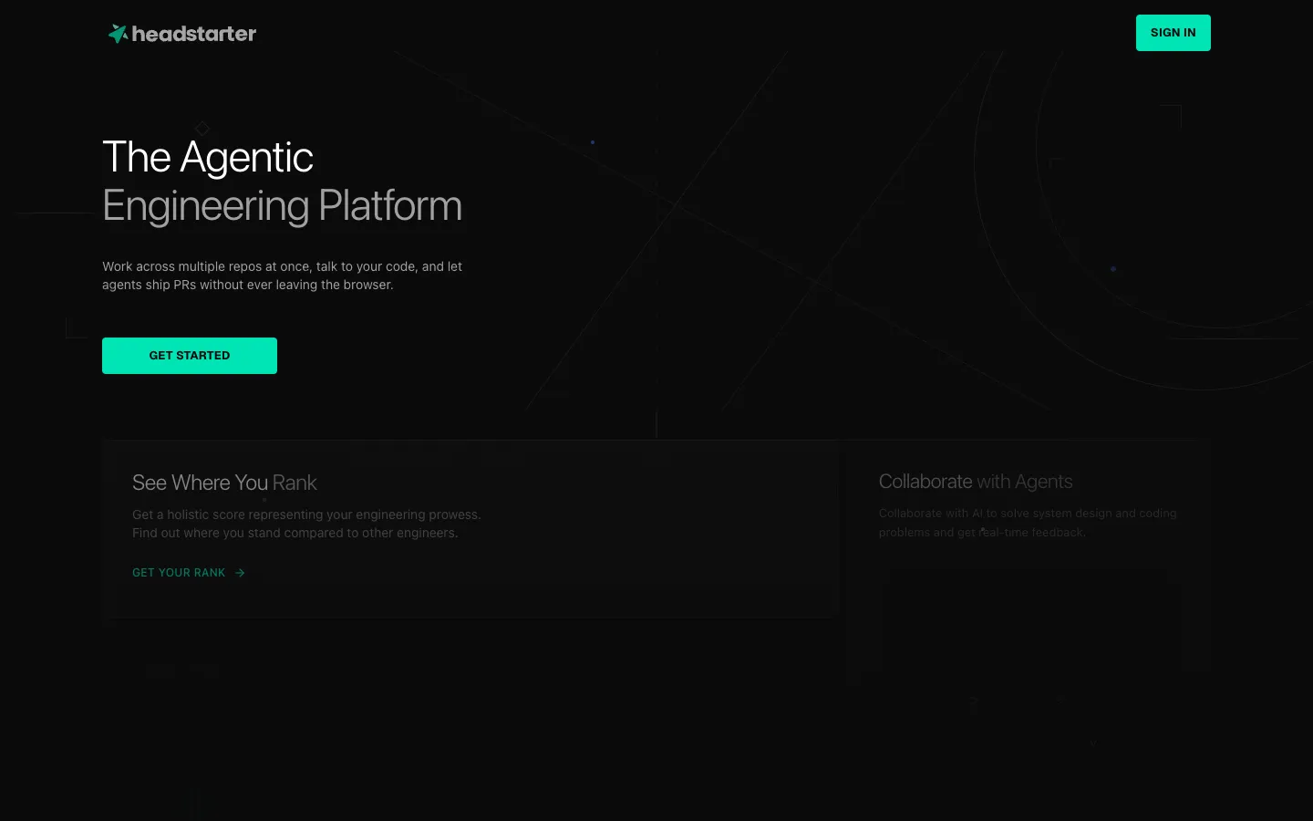 Screenshot of the Headstarter homepage
