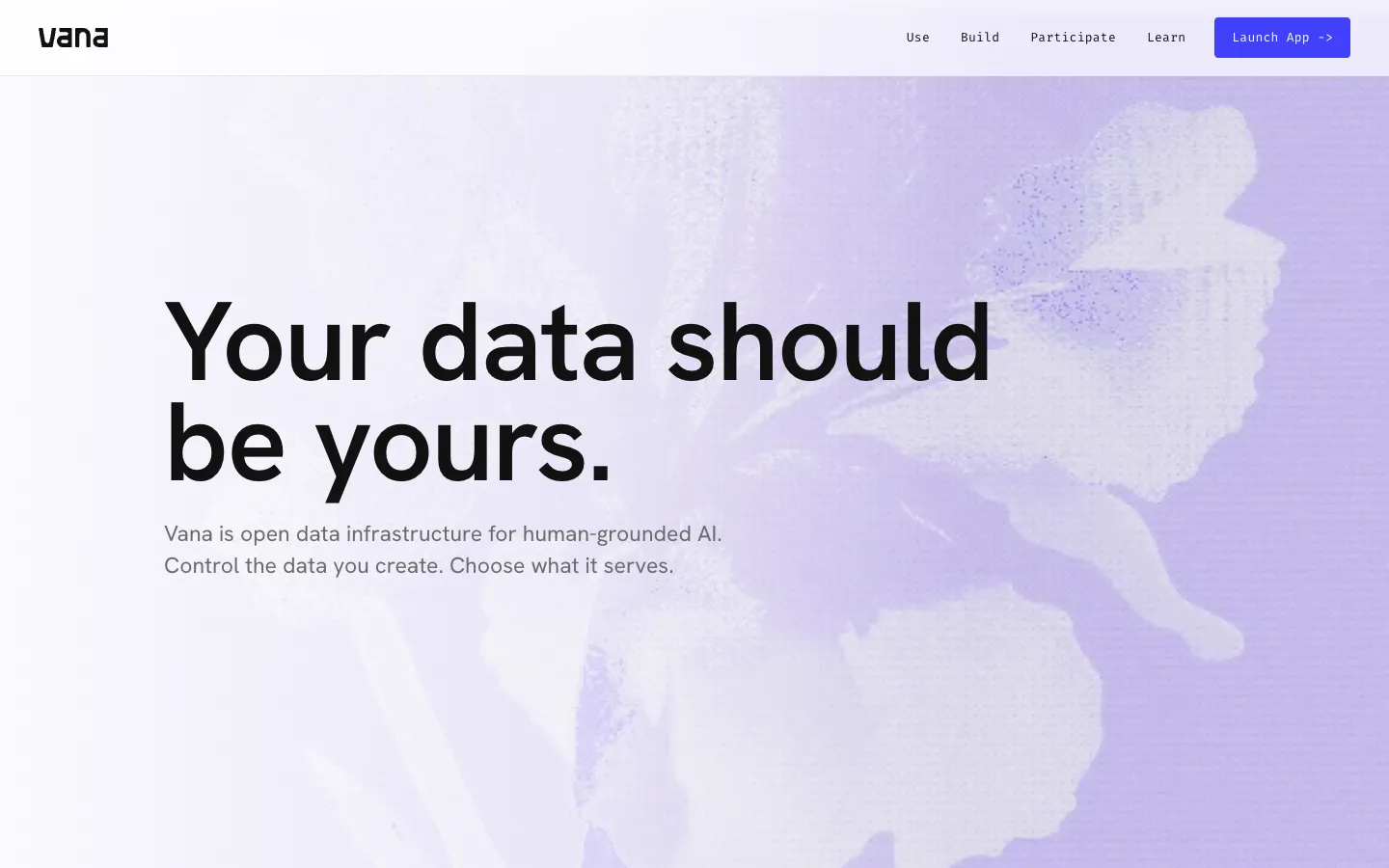 Screenshot of the Vana homepage