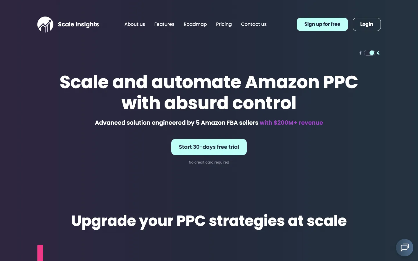 Screenshot of the Scale Insights™ homepage