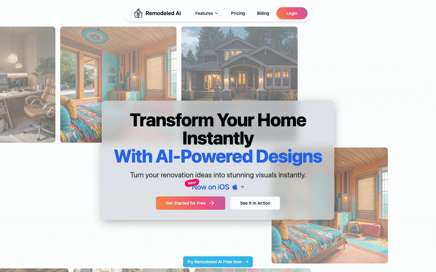 Screenshot of the Remodeled AI homepage