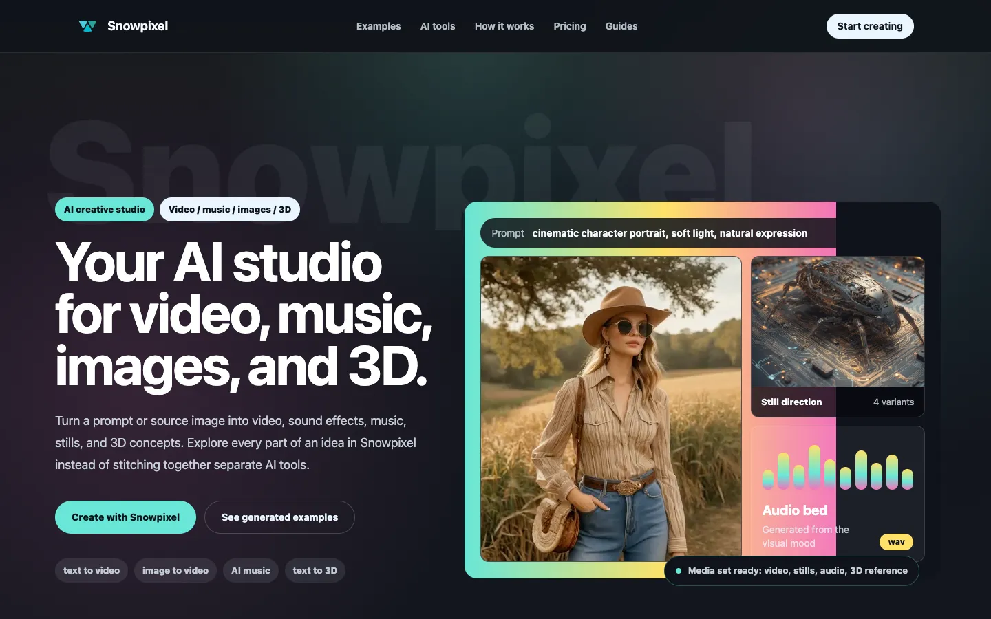 Screenshot of the Snowpixel App homepage
