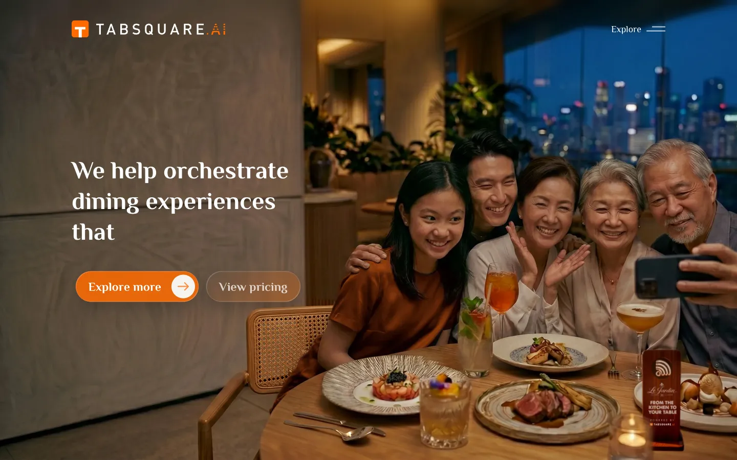 Screenshot of the TabSquare homepage