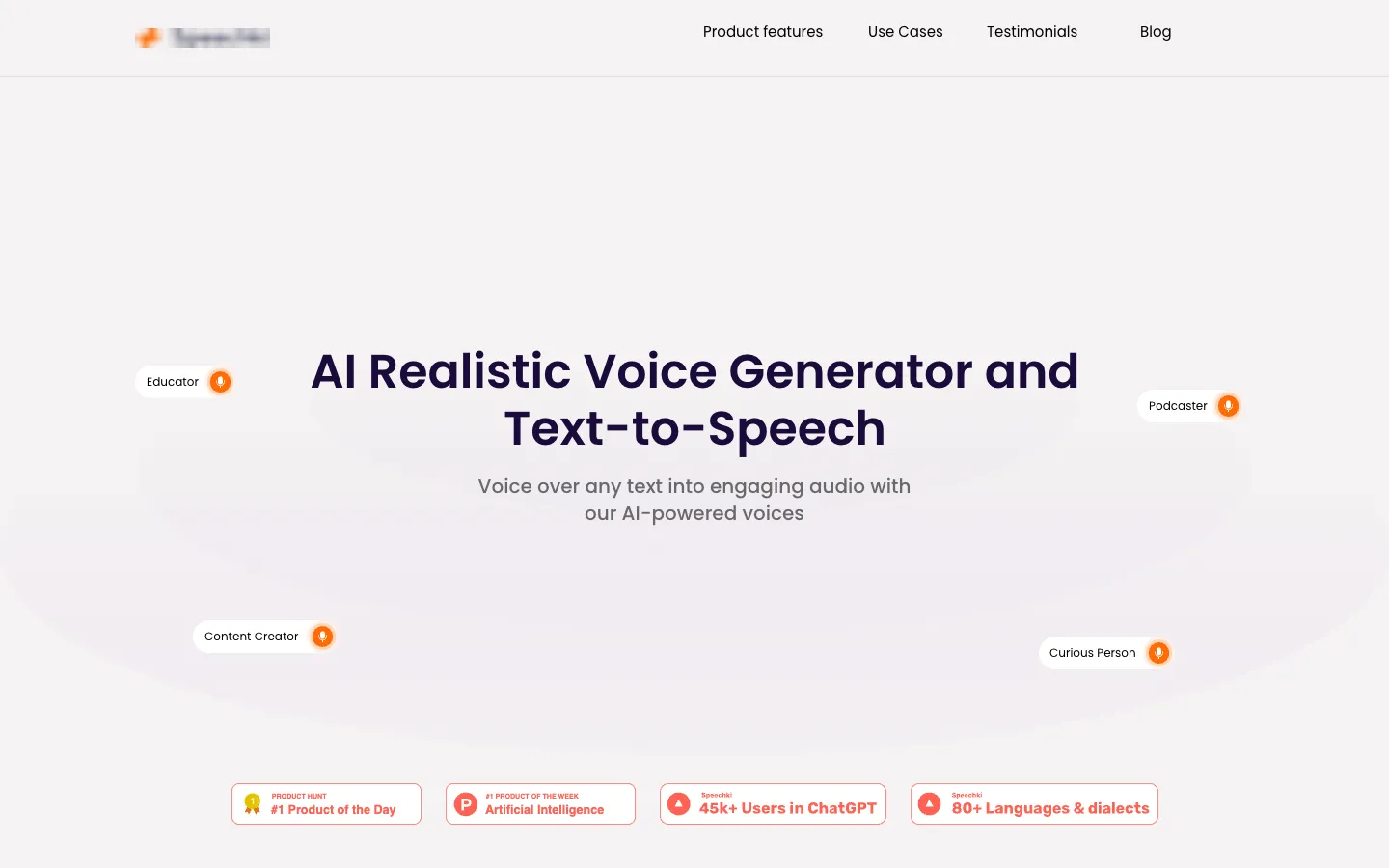 Screenshot of the Speechki homepage