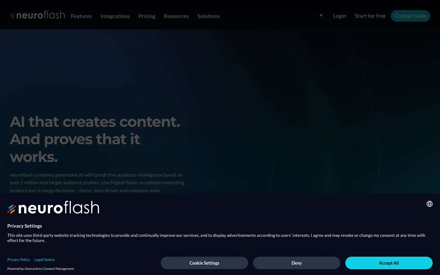 Screenshot of the neuro-flash.com homepage