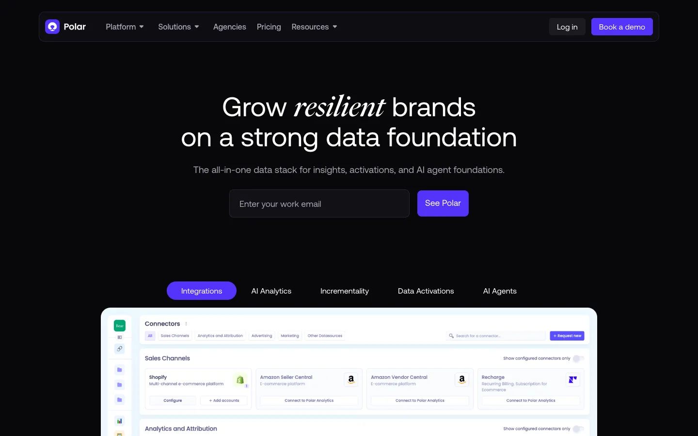 Screenshot of the Polar homepage