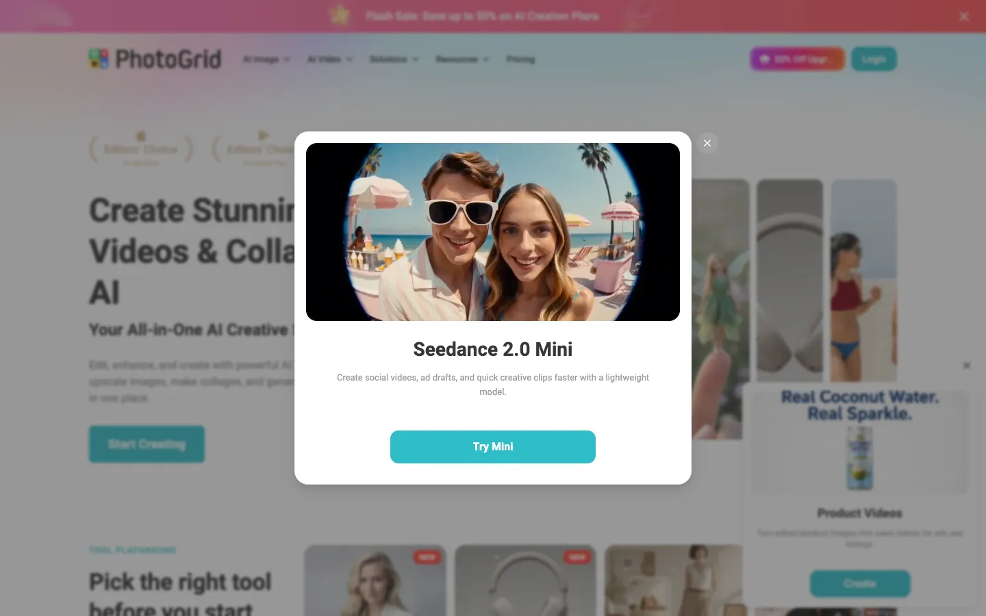 Screenshot of the PhotoGrid | Collage Maker homepage