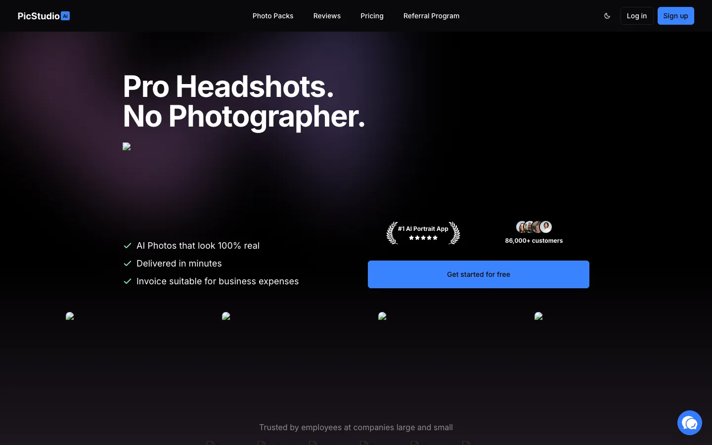Screenshot of the PicStudio.AI homepage