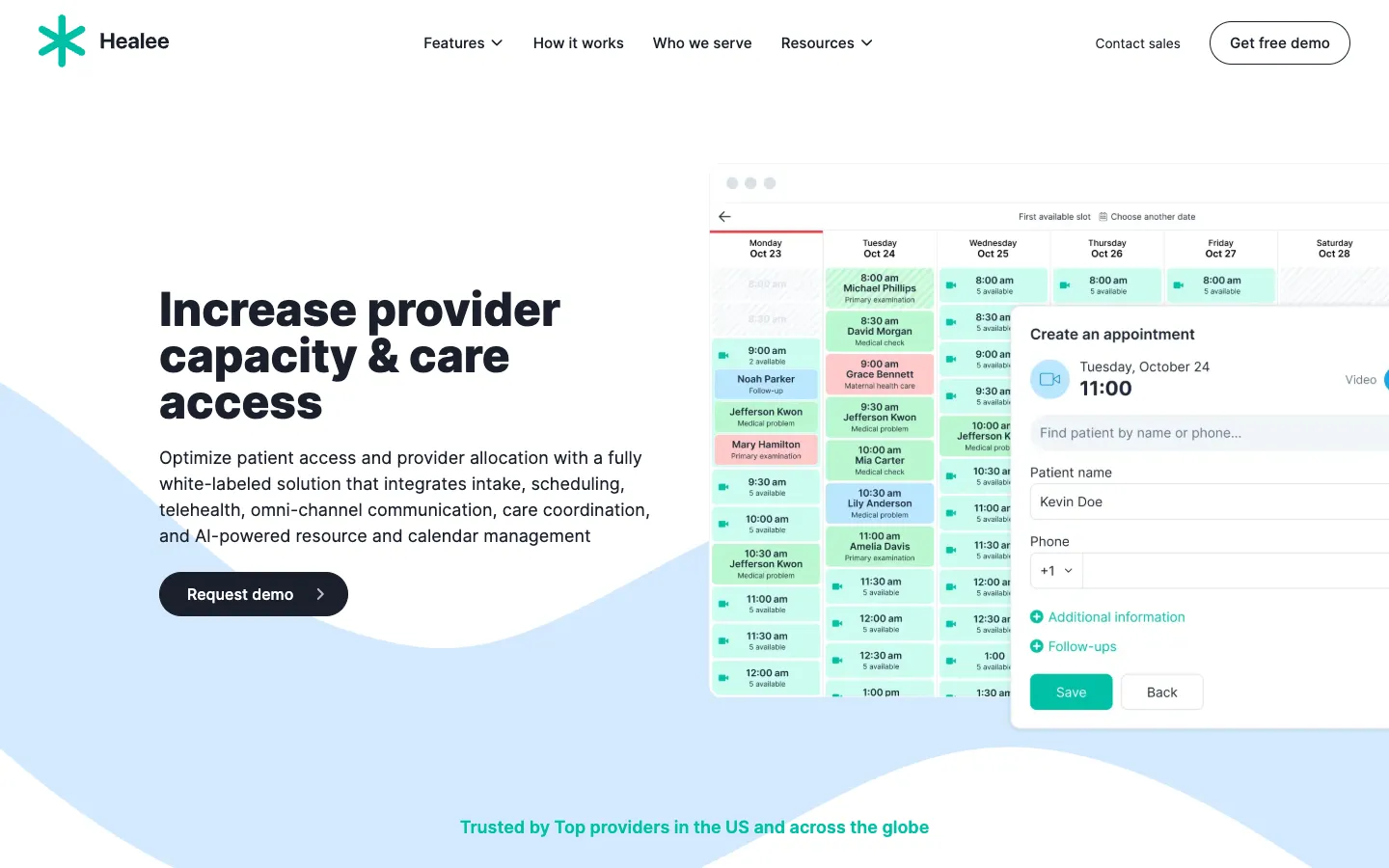 Screenshot of the Healee homepage