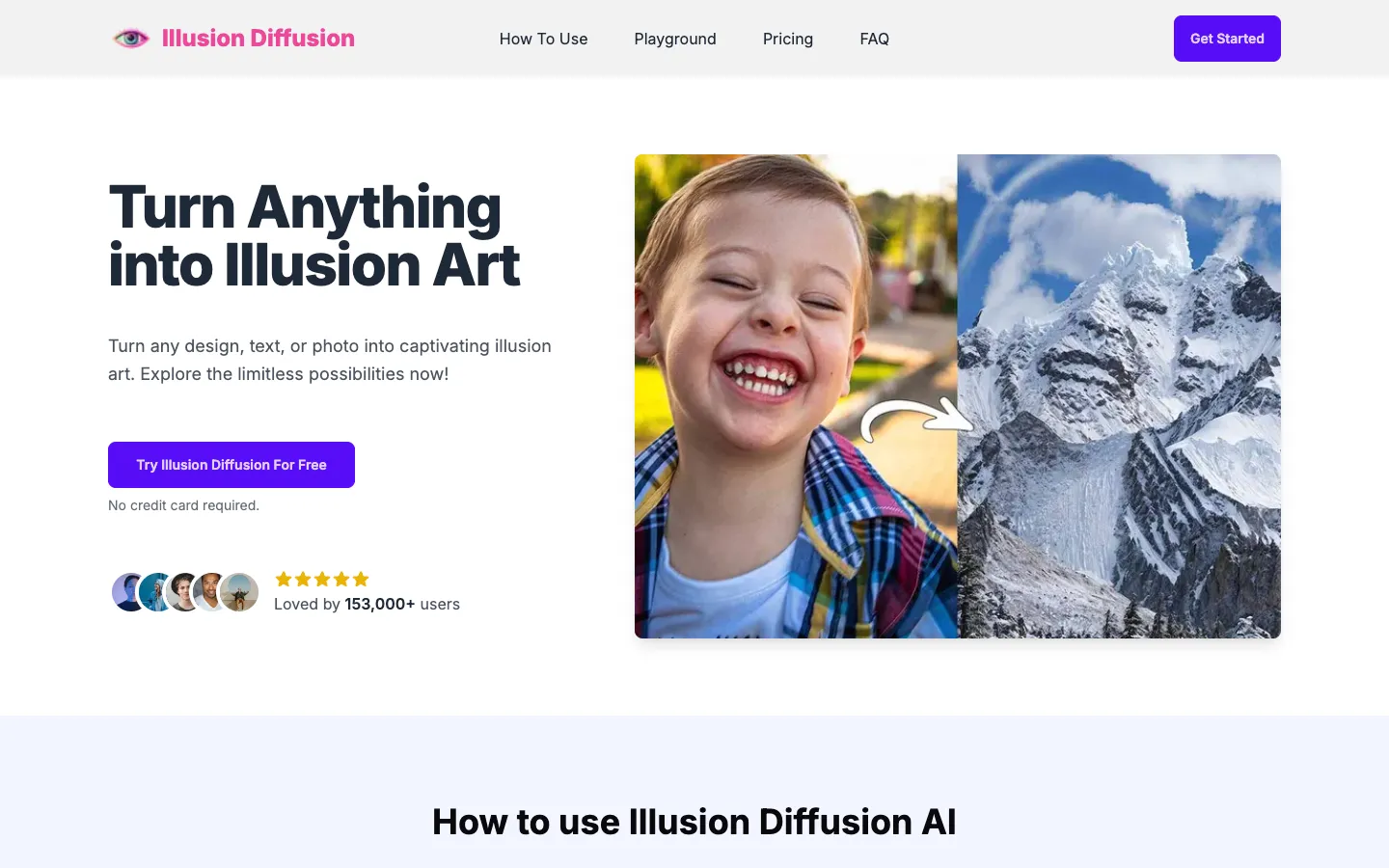 Screenshot of the Illusion Diffusion AI Online homepage