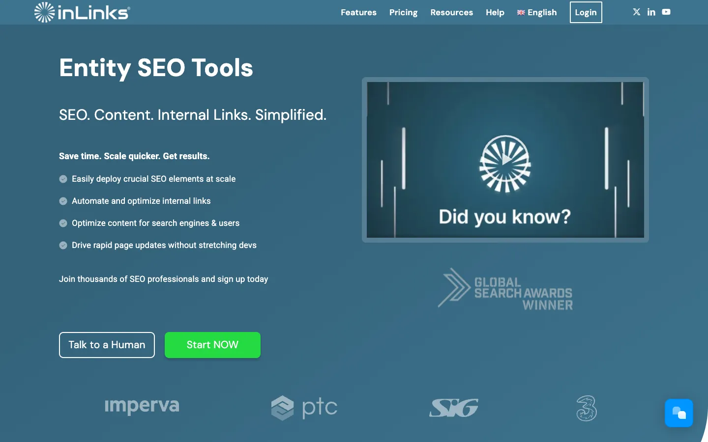 Screenshot of the InLinks® Entity SEO Tool - InLinks homepage