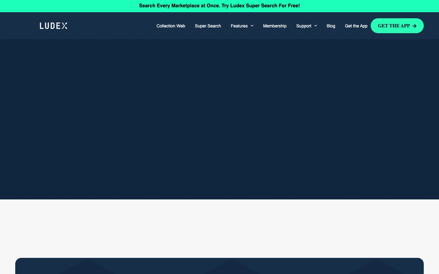 Screenshot of the Ludex | Sports Card and TCG Scanner with Price Guide App homepage