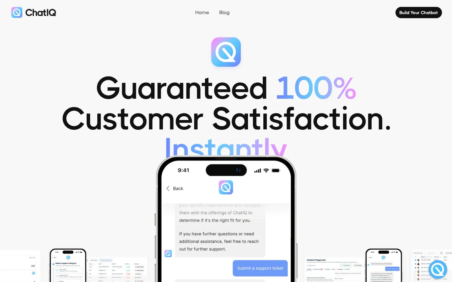Screenshot of the ChatIQ homepage