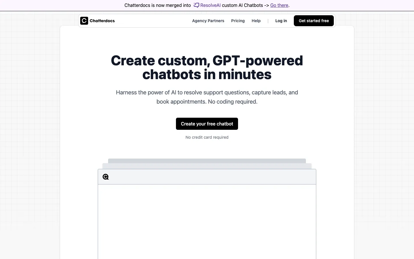 Screenshot of the Chatterdocs homepage