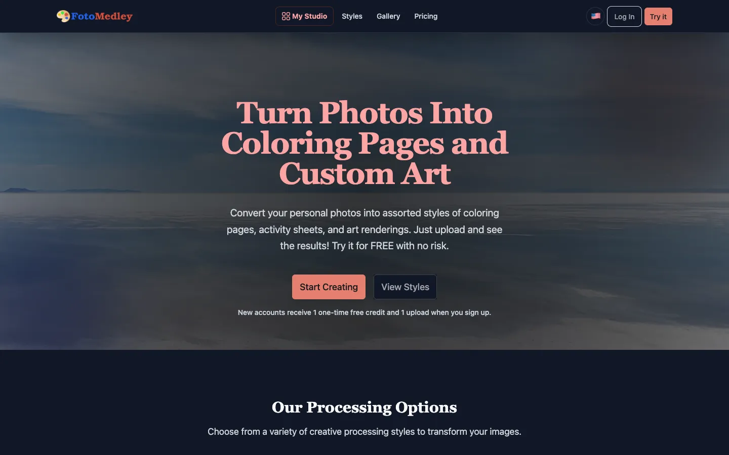 Screenshot of the FotoMedley homepage