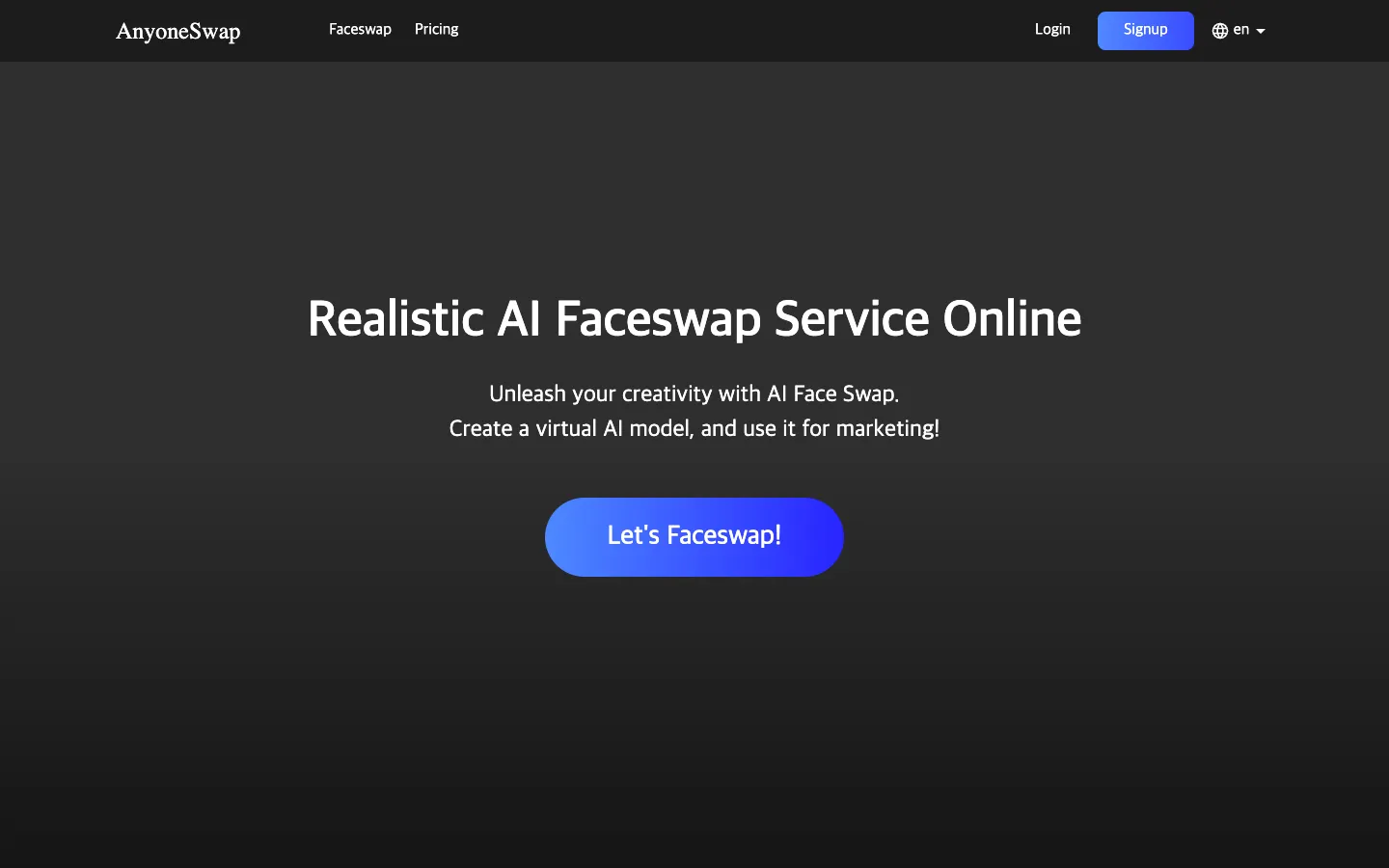 Screenshot of the Anyoneswap homepage
