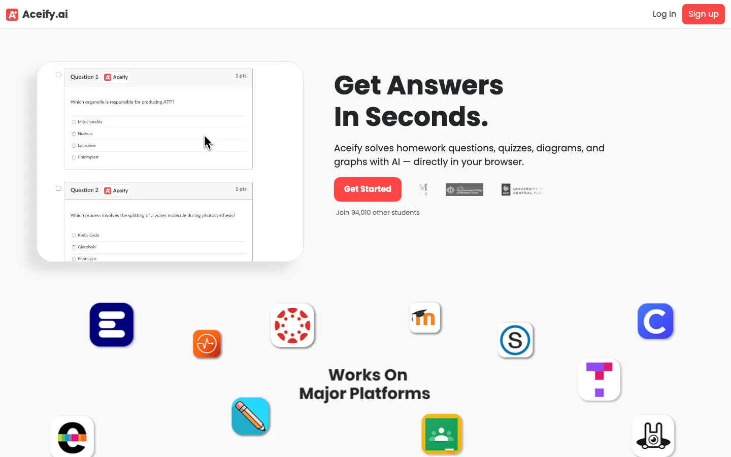 Screenshot of the Aceify.ai homepage