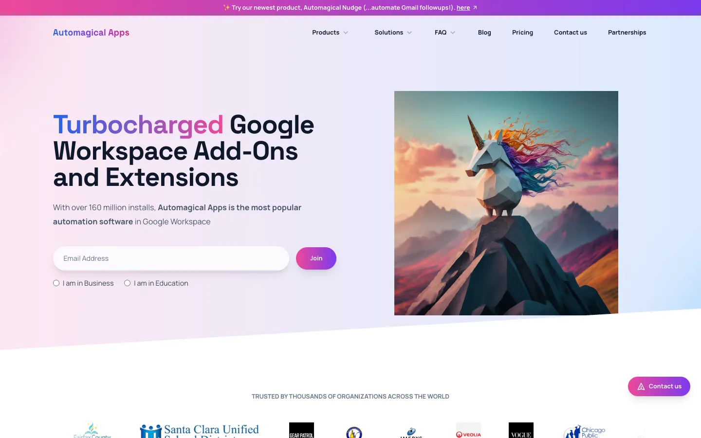 Screenshot of the Automagical Apps homepage
