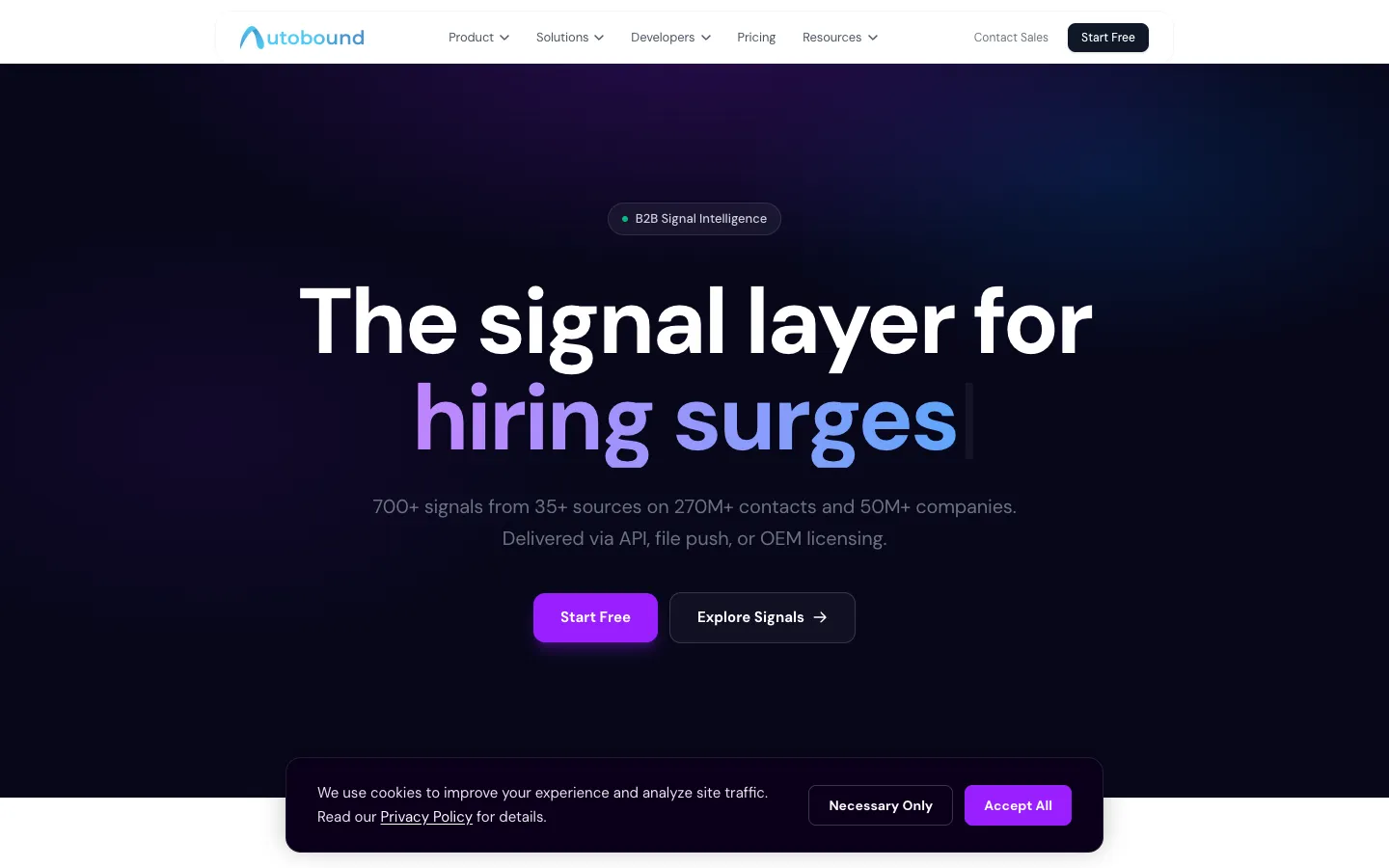 Screenshot of the Autobound.ai homepage