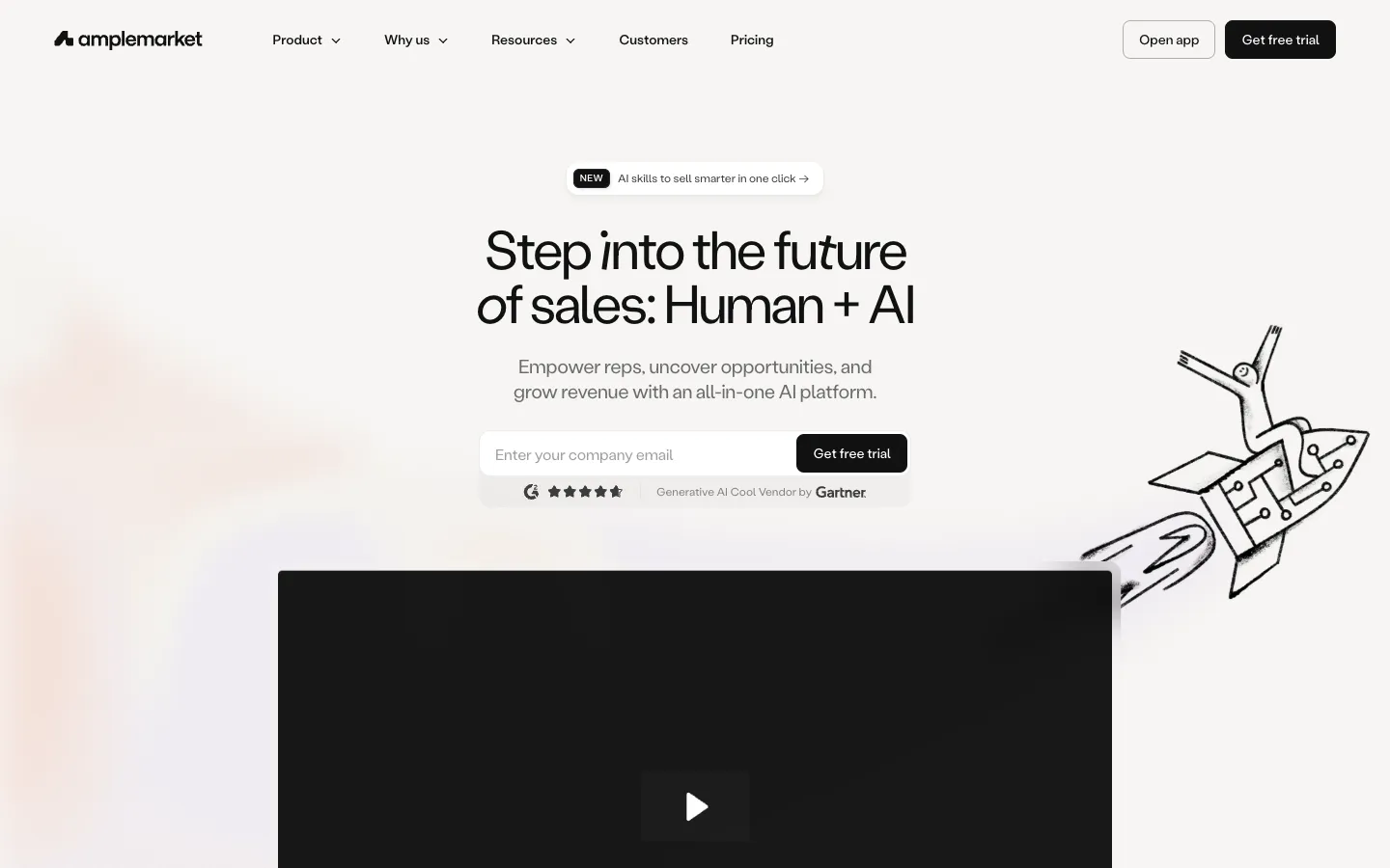 Screenshot of the Amplemarket homepage
