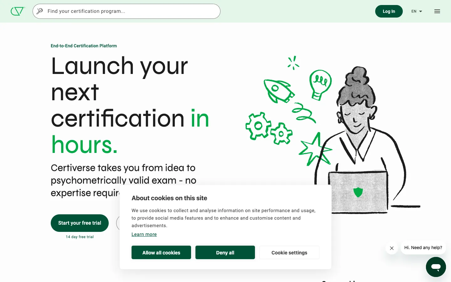 Screenshot of the Certiverse homepage
