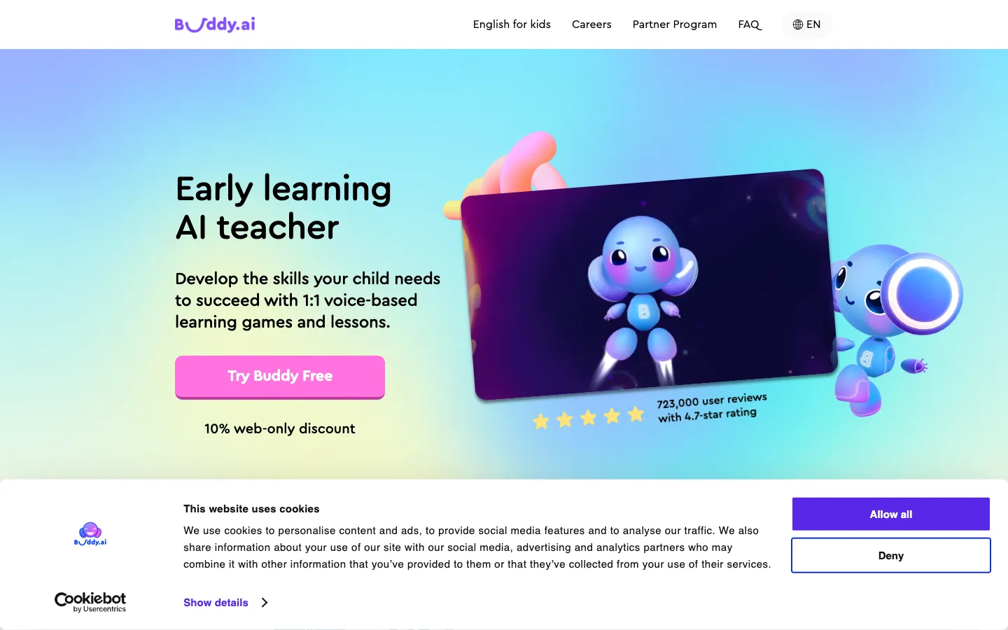 Screenshot of the Buddy's Curriculum homepage