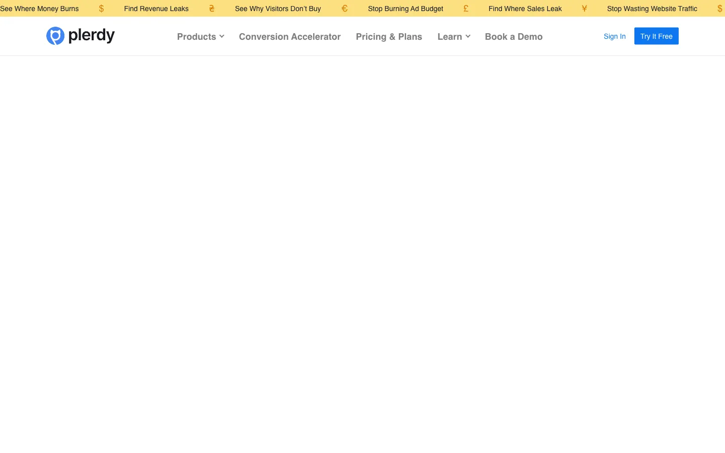 Screenshot of the Plerdy homepage