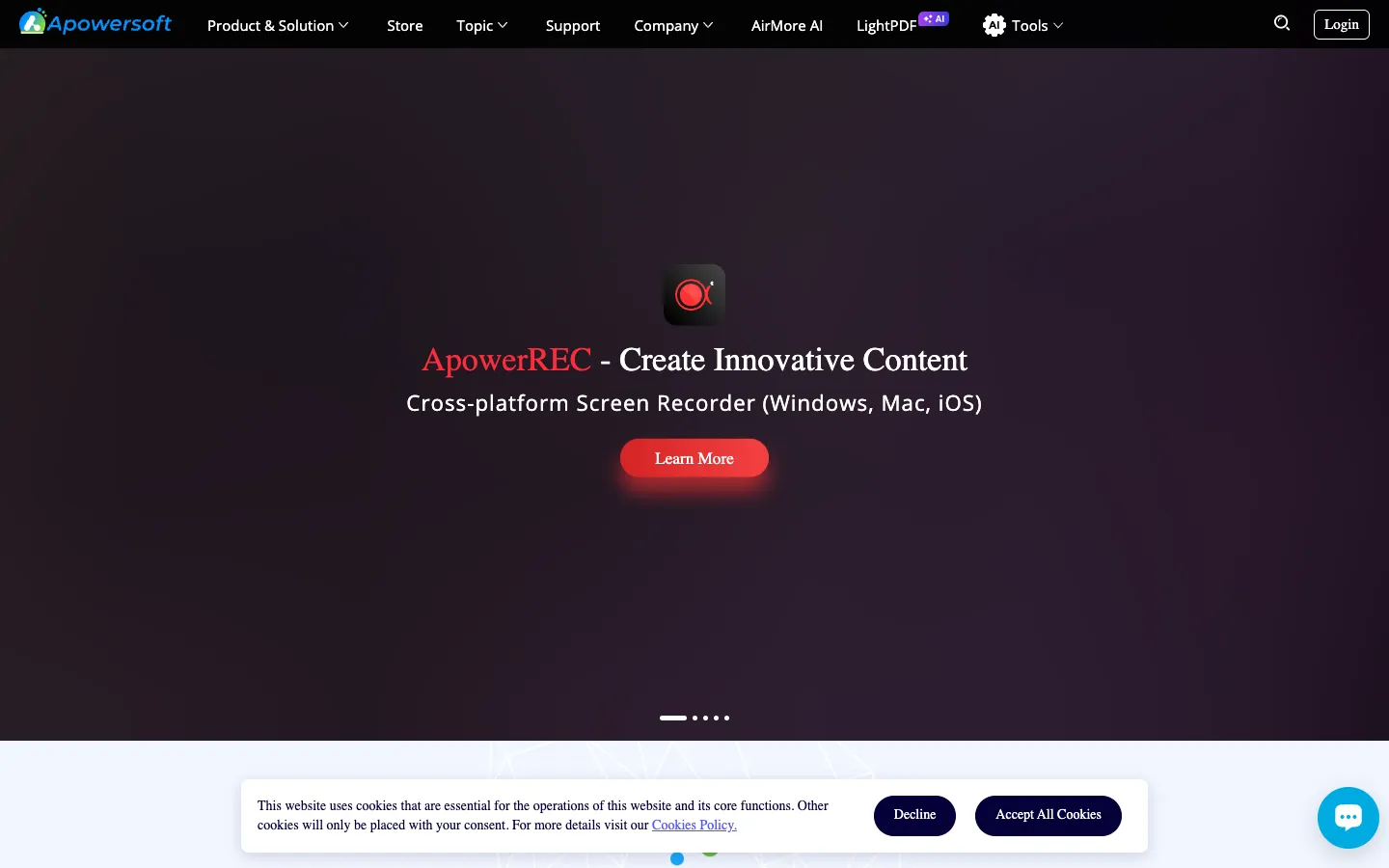 Screenshot of the Apowersoft homepage