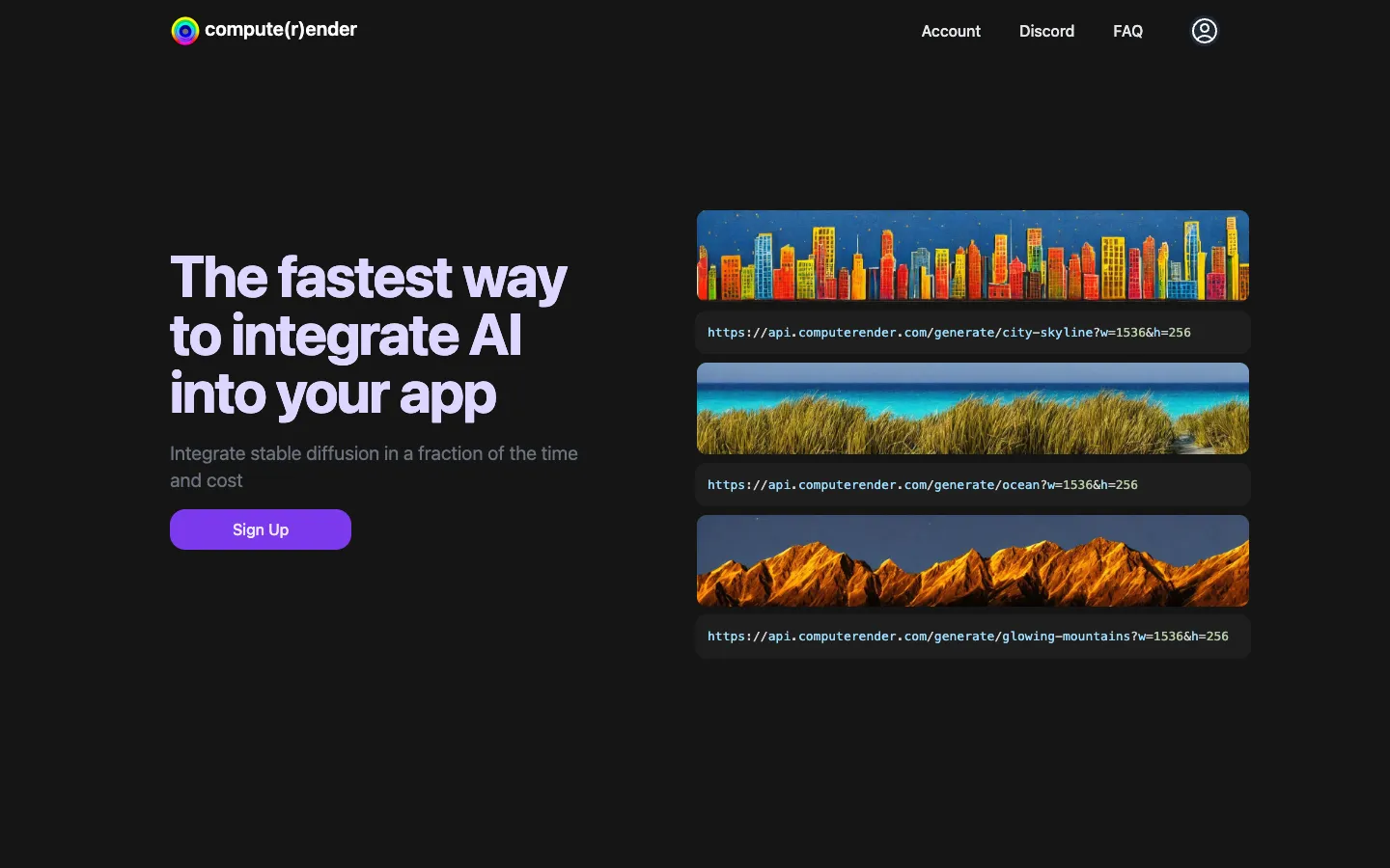 Screenshot of the Compute(r)ender homepage