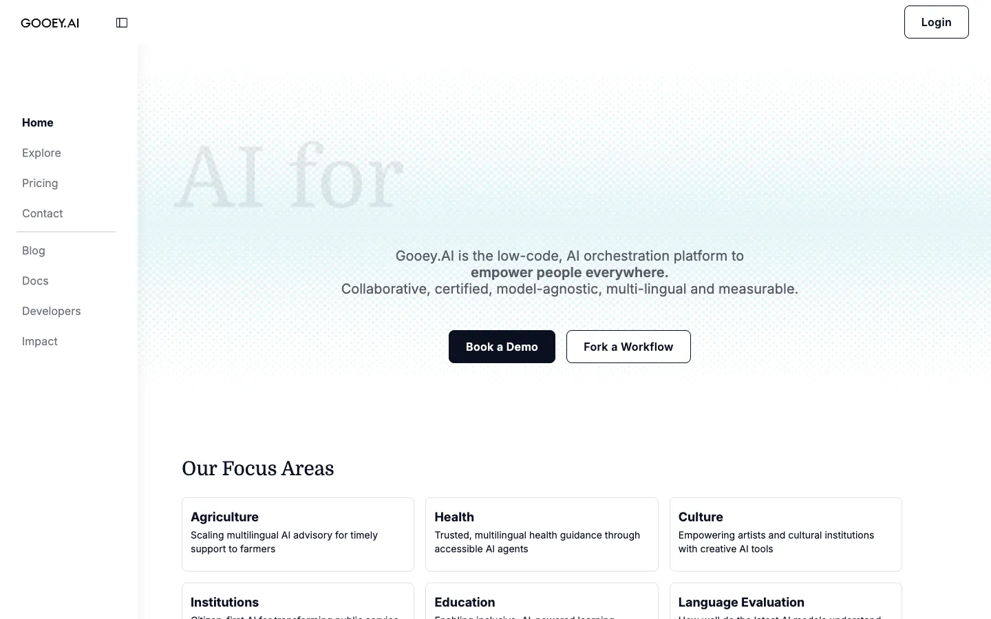 Screenshot of the Gooey.AI homepage
