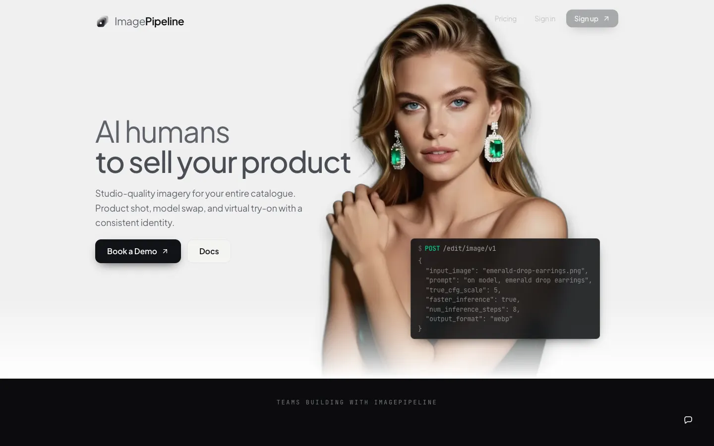 Screenshot of the Image Pipeline homepage