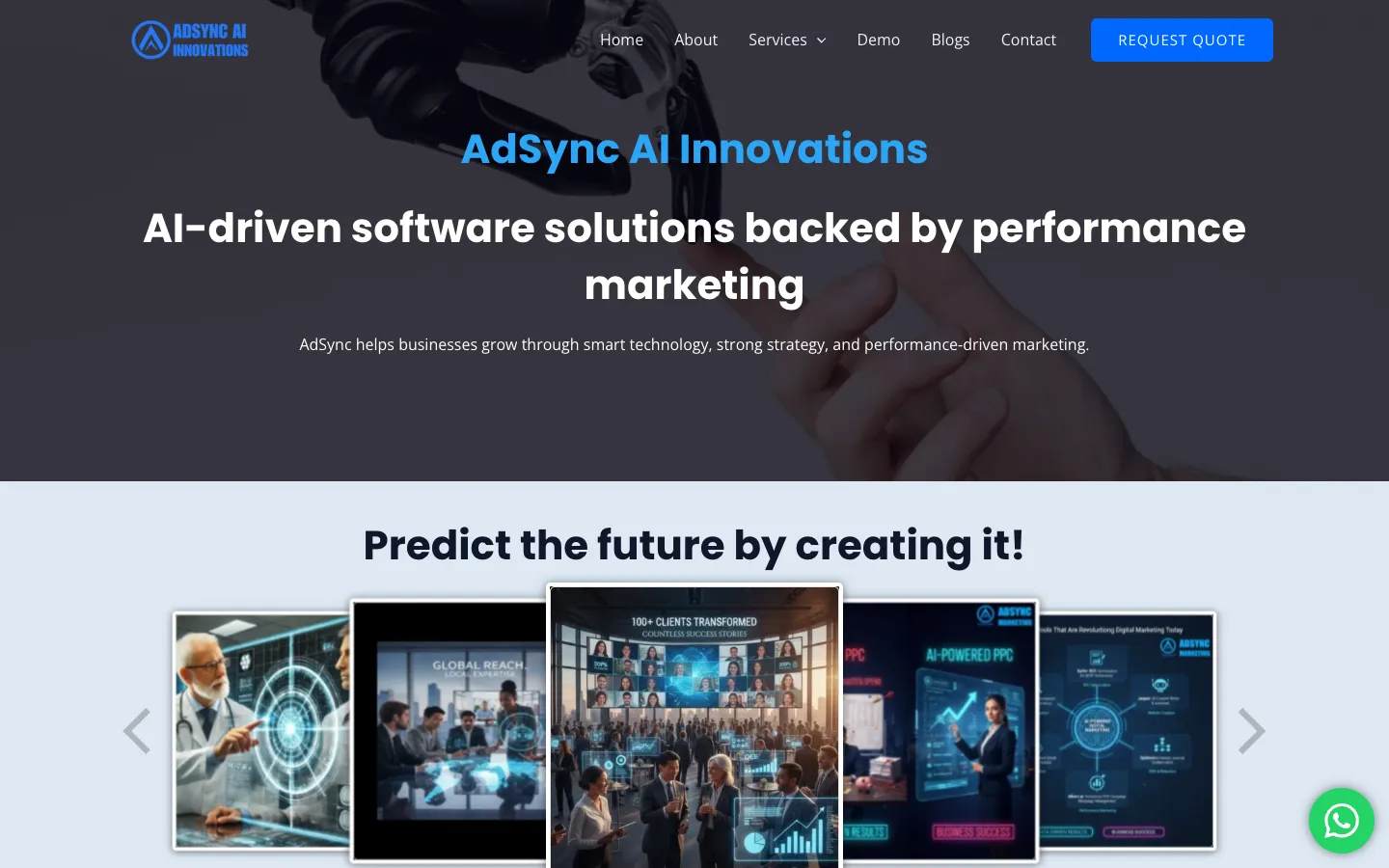 Screenshot of the AdSync: AI Digital Marketing Solutions homepage