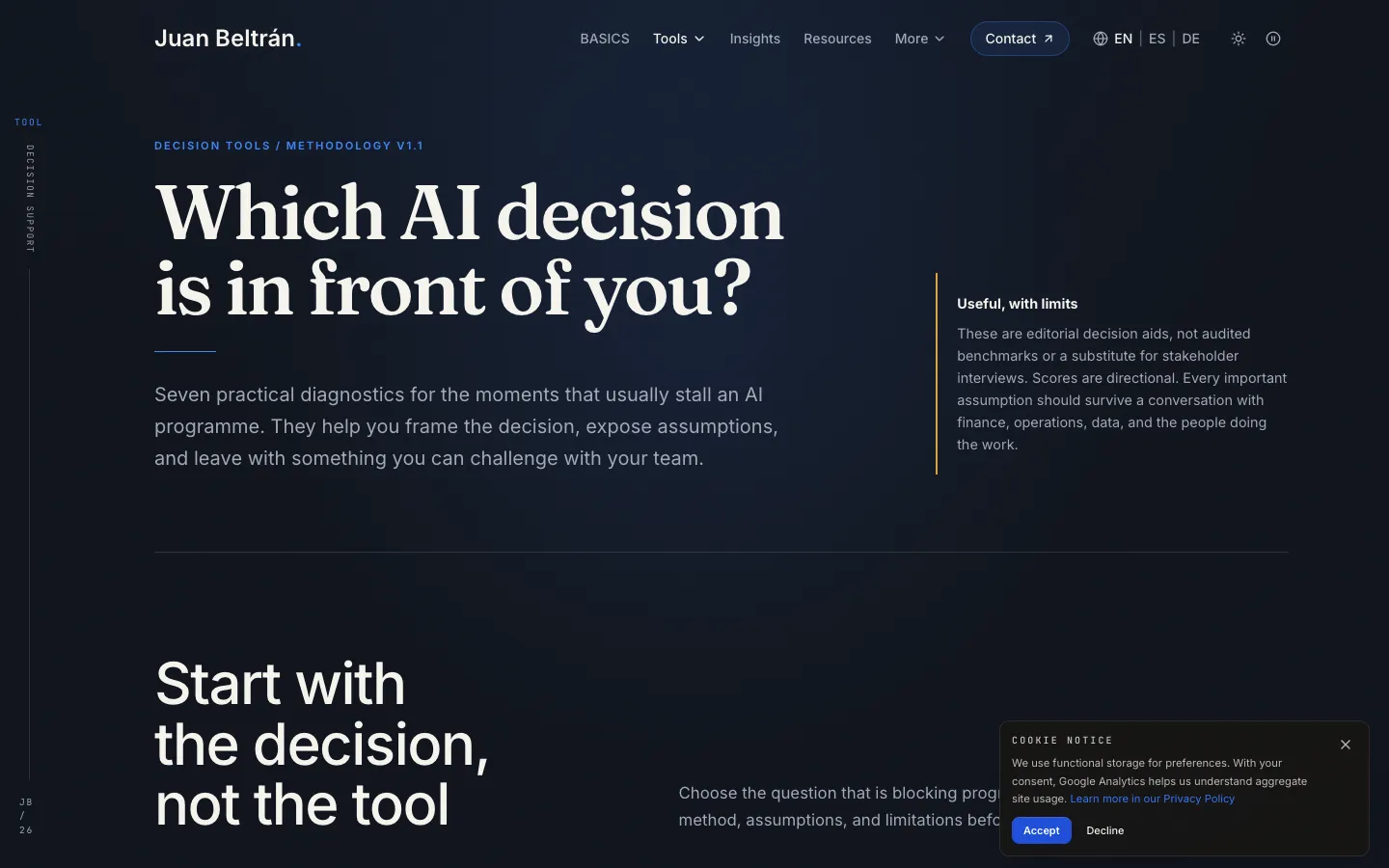 Screenshot of the Ai Application Catalogue homepage