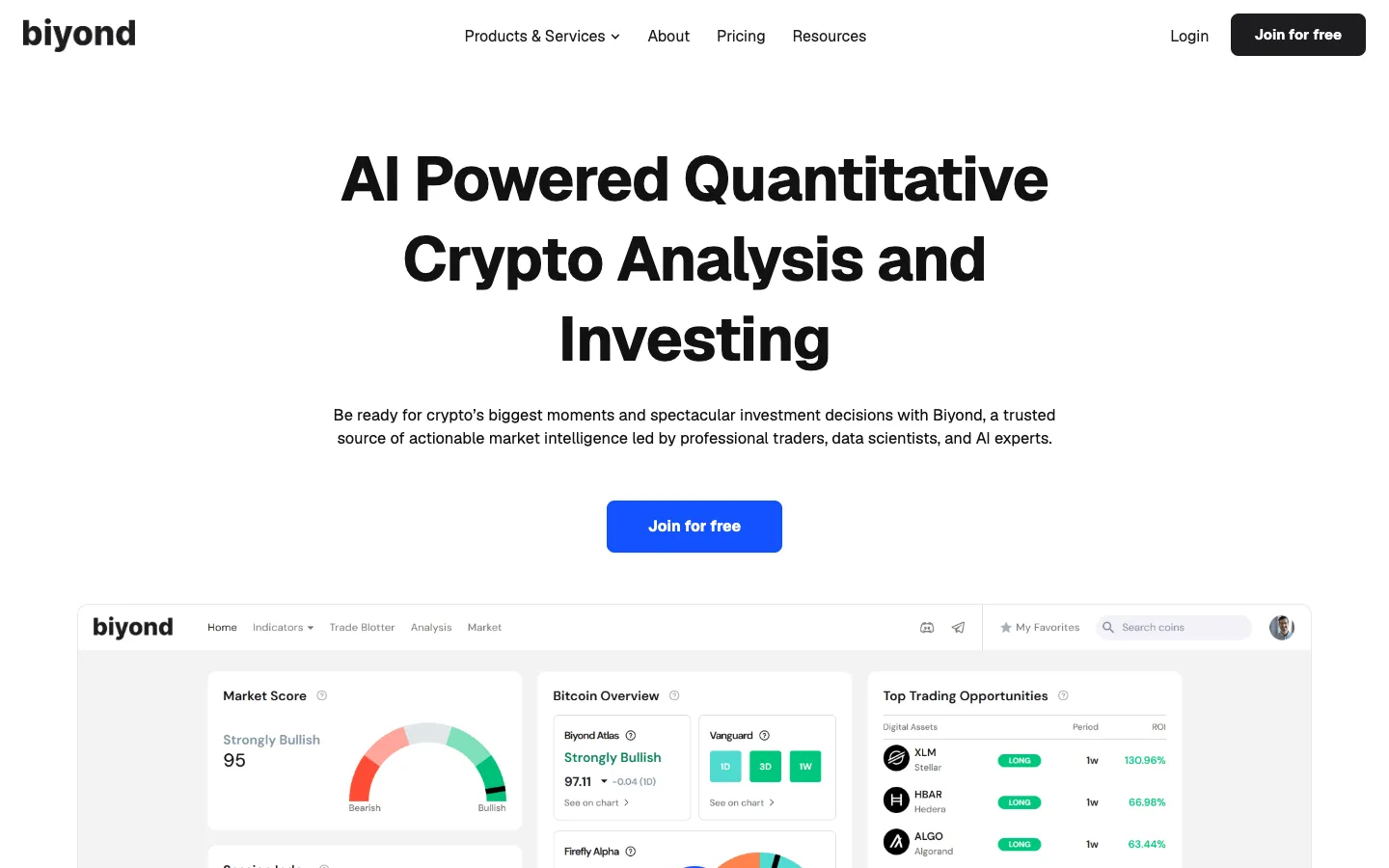 Screenshot of the Biyond homepage