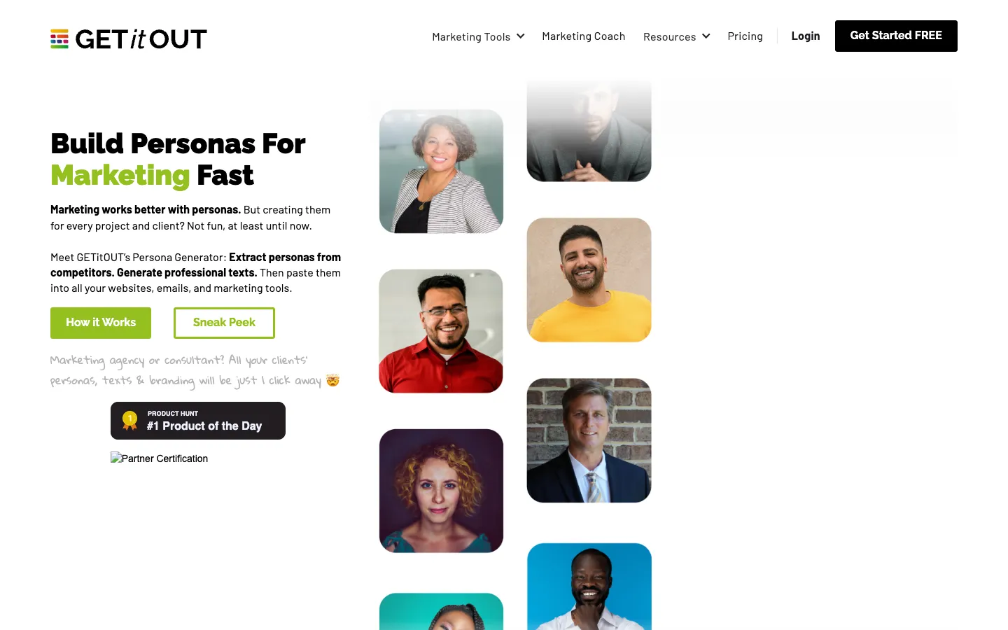 Screenshot of the GETitOUT homepage