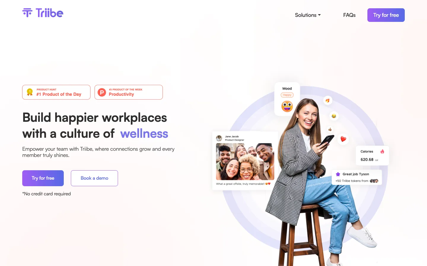 Screenshot of the Triibe homepage
