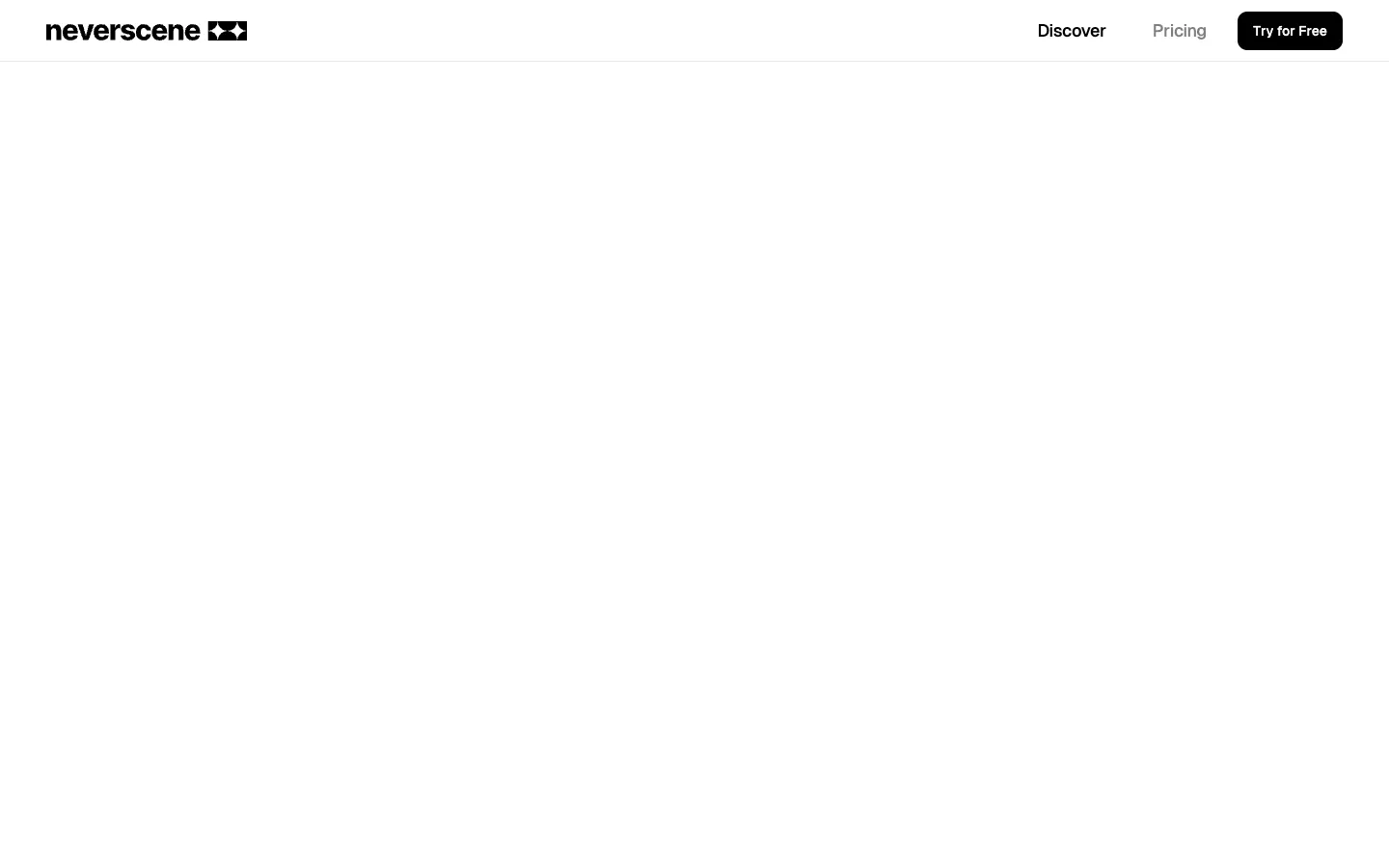 Screenshot of the Neverscene homepage