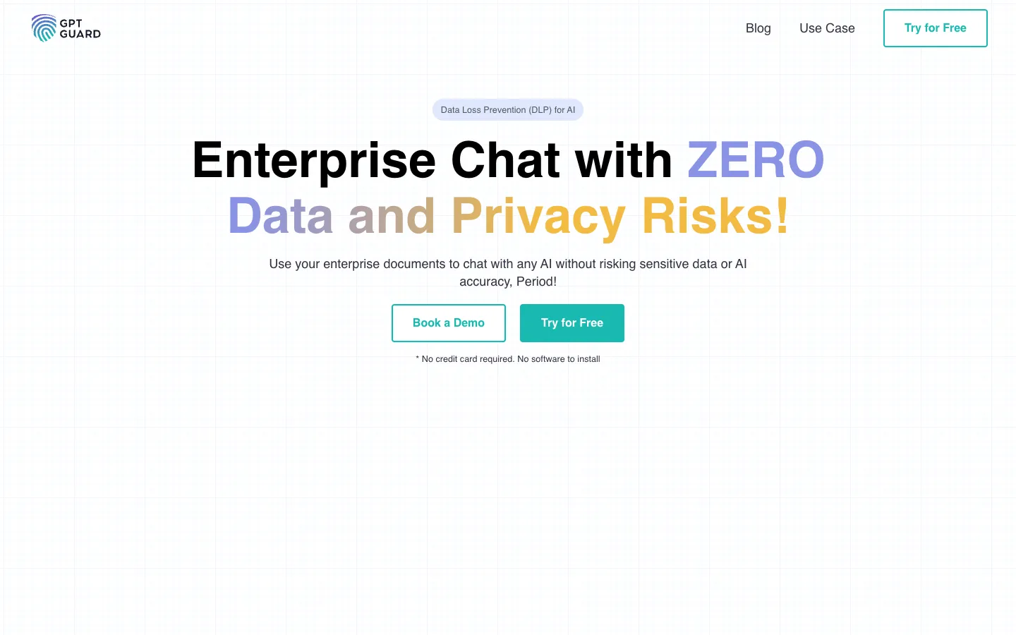 Screenshot of the GPTGuard homepage