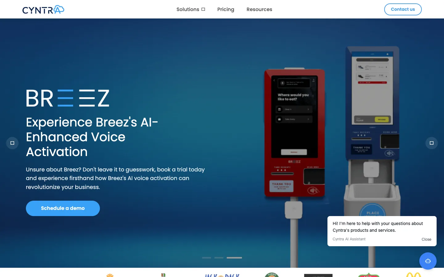 Screenshot of the BREEZ homepage