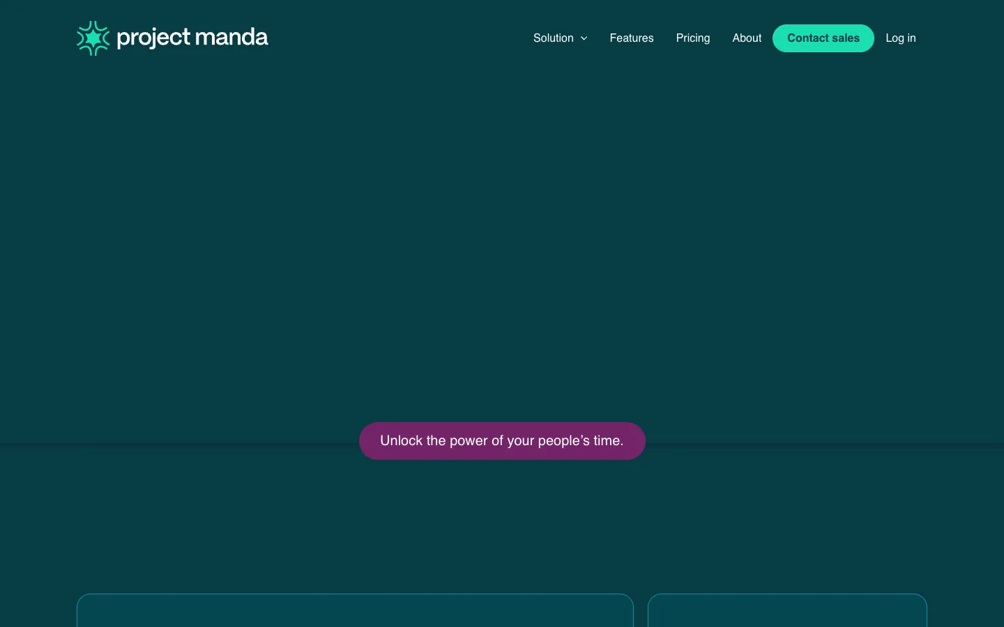 Screenshot of the Project Manda homepage