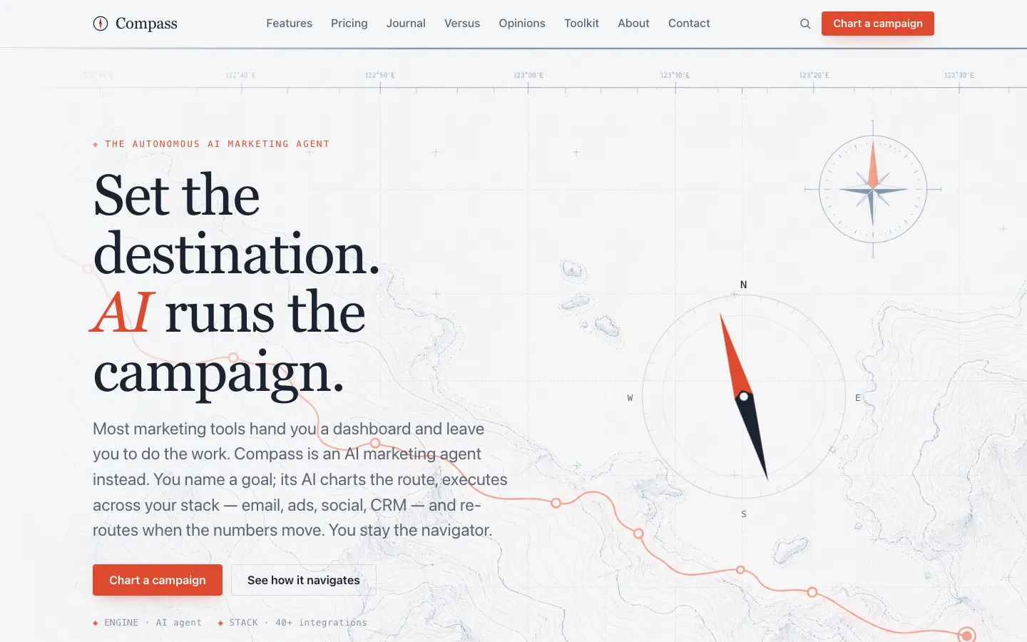 Screenshot of the Compass homepage