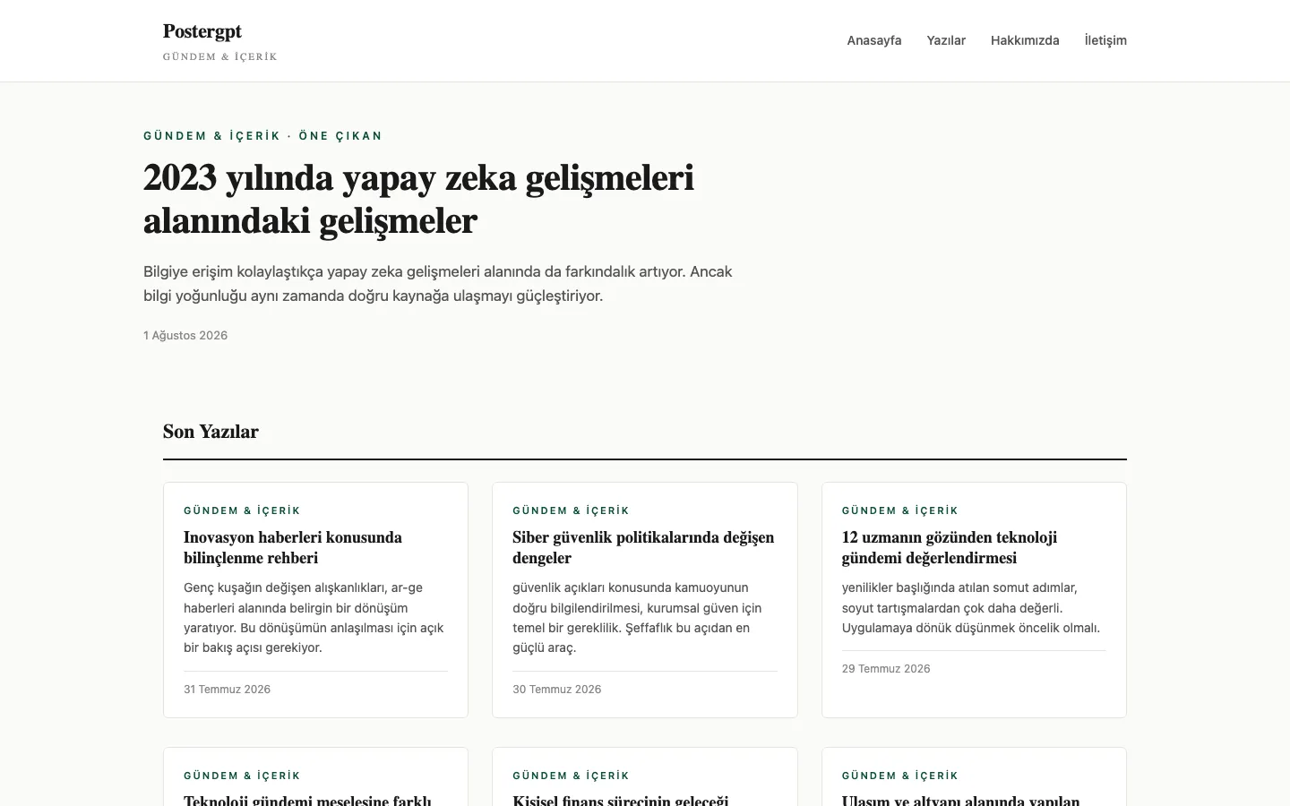Screenshot of the PosterGPT homepage