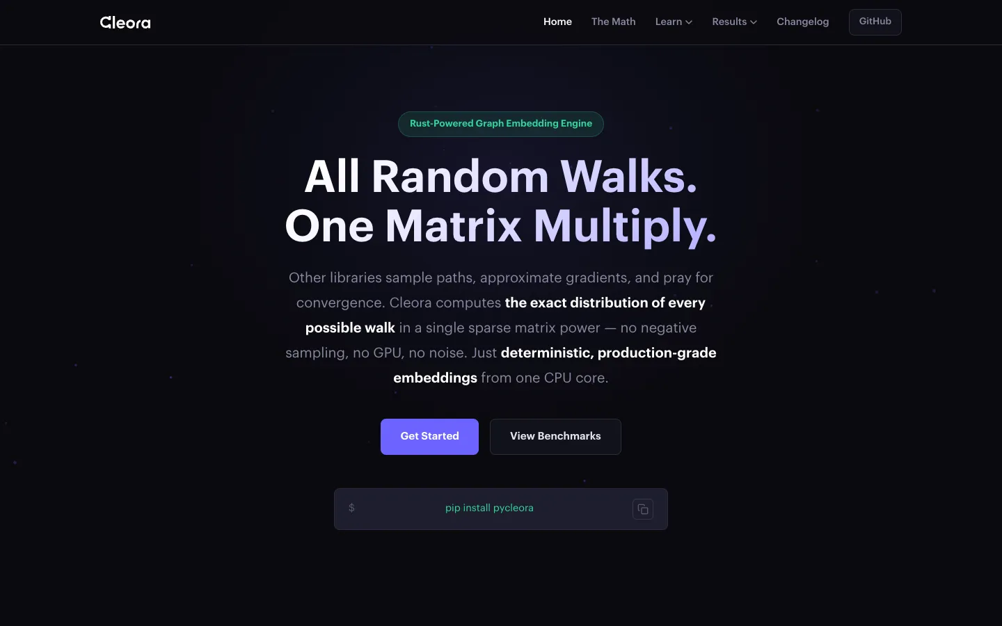 Screenshot of the Cleora.ai homepage