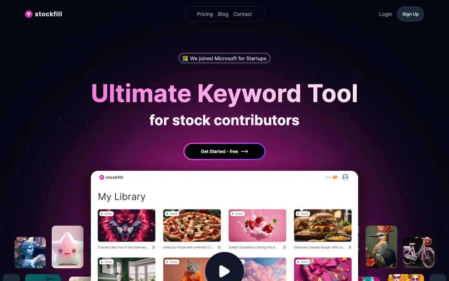 Screenshot of the Stockfill homepage