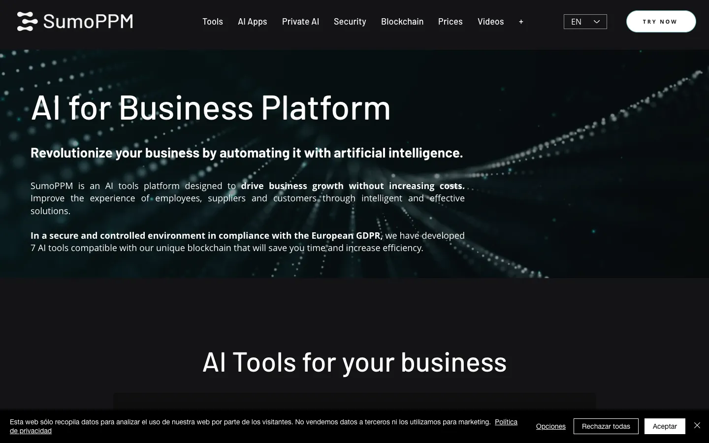 Screenshot of the SumoPPM homepage