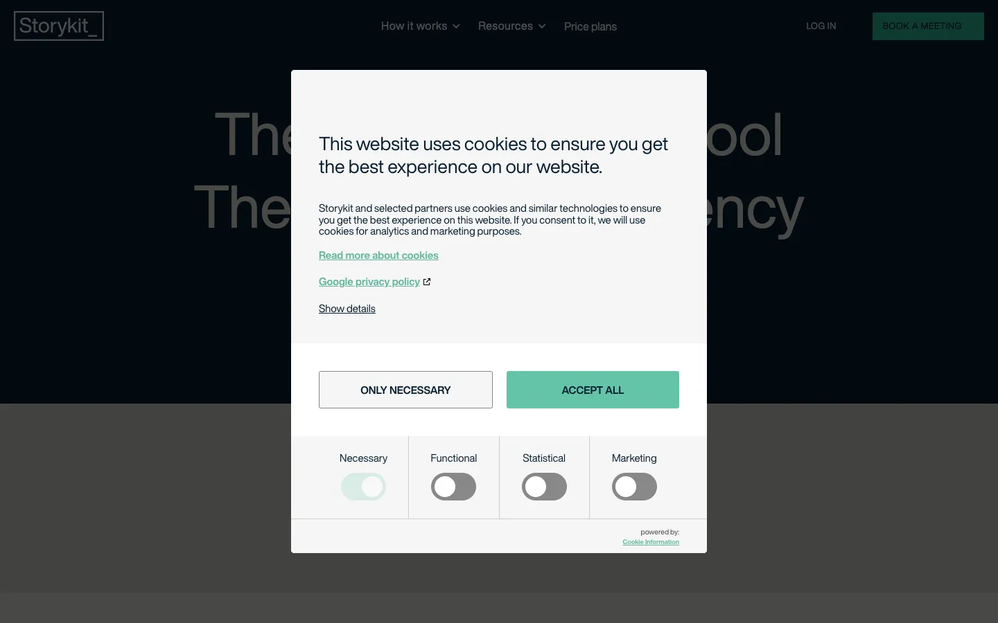 Screenshot of the Storykit homepage