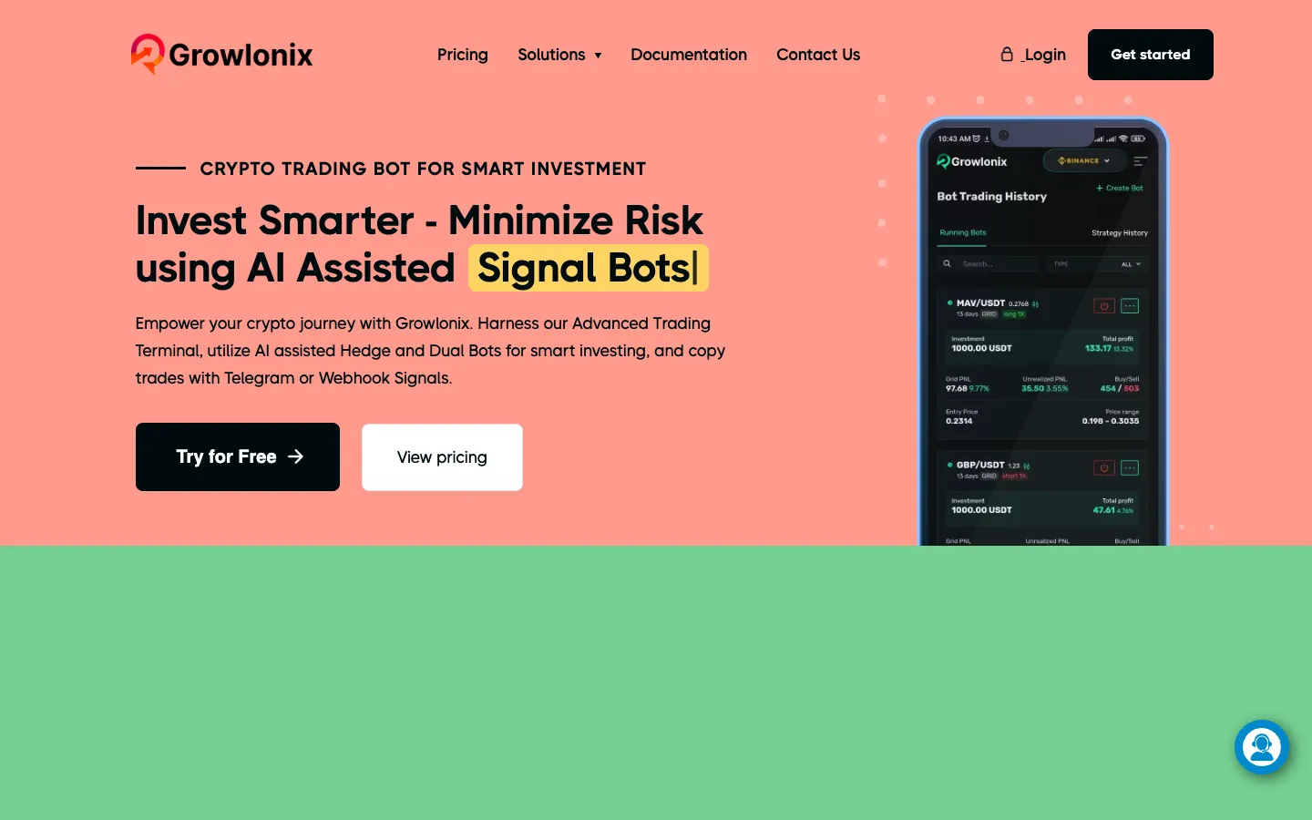 Screenshot of the GROWLONIX homepage