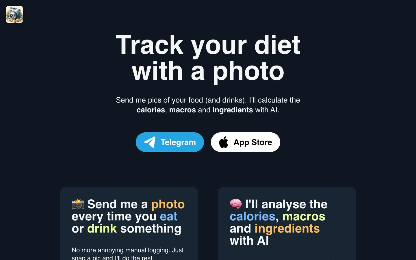 Screenshot of the meals.chat homepage