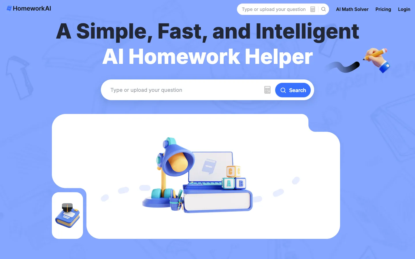 Screenshot of the HomeworkAI homepage